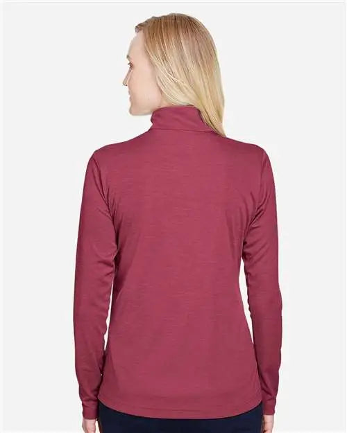Team 365 Tt31hw Women’s Zone Sonic Heather Performance Quarter-zip Pullover - Sport Maroon