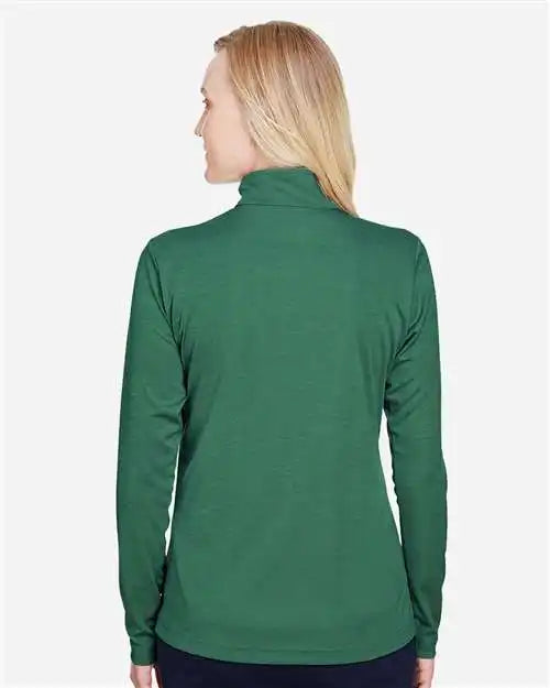 Team 365 Tt31hw Women’s Zone Sonic Heather Performance Quarter-zip Pullover - Sport Forest
