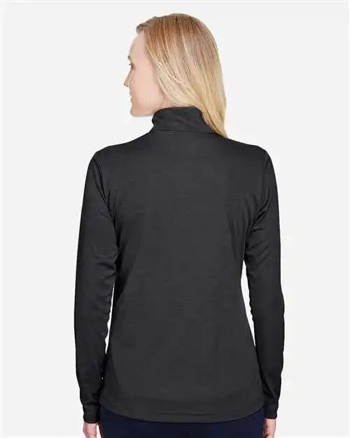 Team 365 Tt31hw Women’s Zone Sonic Heather Performance Quarter-zip Pullover - Black