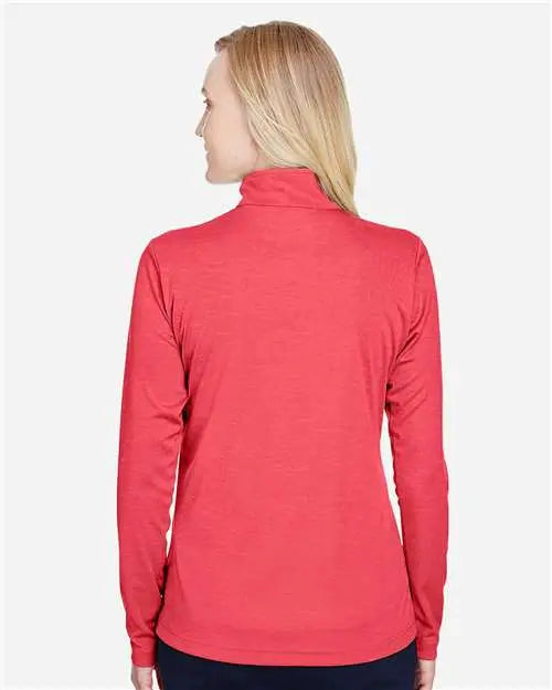 Team 365 Tt31hw Women’s Zone Sonic Heather Performance Quarter-zip Pullover - Sport Red