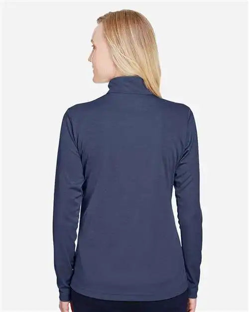 Team 365 Tt31hw Women’s Zone Sonic Heather Performance Quarter-zip Pullover - Sport Dark Navy