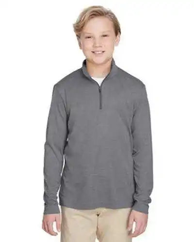 Team 365 Tt31hy Youth Zone Sonic Heather Performance Quarter Zip Dark Gray