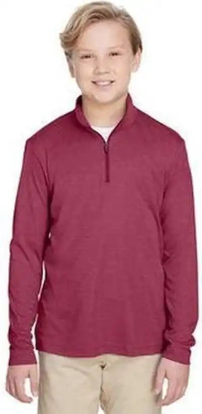 Team 365 Tt31hy Youth Zone Sonic Heather Performance Quarter-zip - Sportmaroon