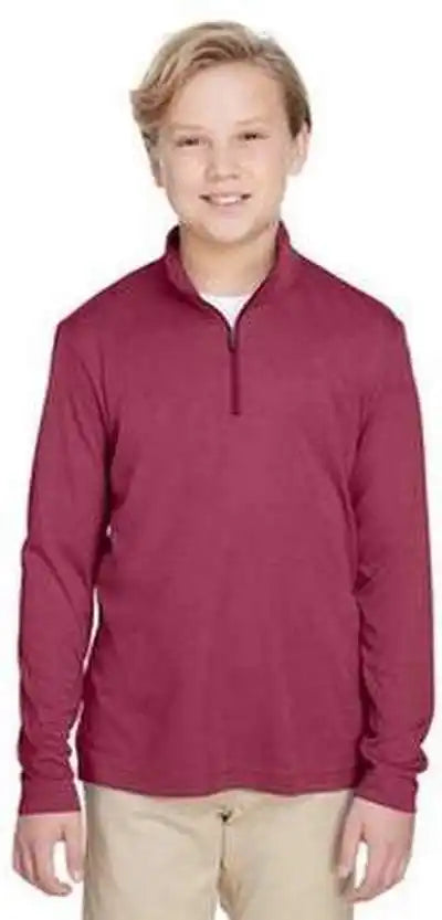 Team 365 Tt31hy Youth Zone Sonic Heather Performance Quarter-zip - Sportmaroon