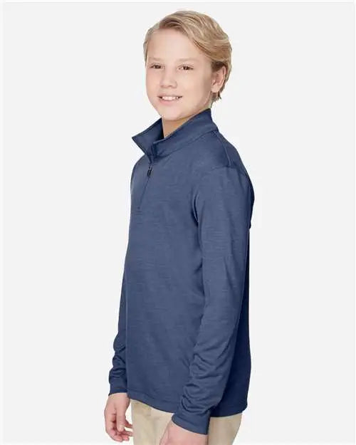 Team 365 Tt31hy Youth Zone Sonic Heather Performance Quarter-zip Pullolver - Sport Dark Navy