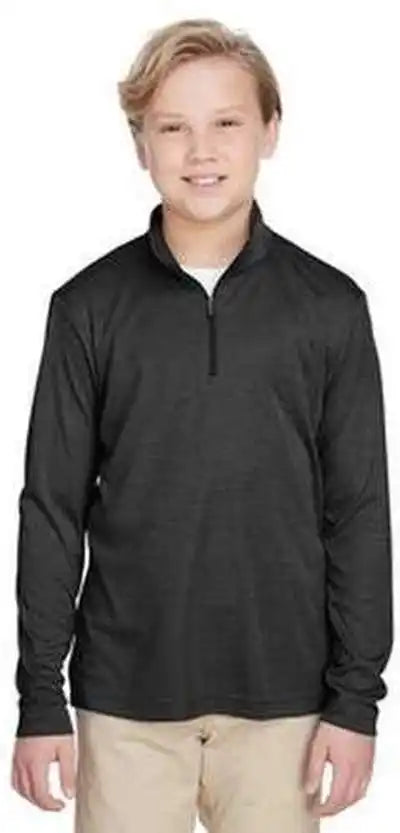 Team 365 Tt31hy Youth Zone Sonic Heather Performance Quarter-zip - Black