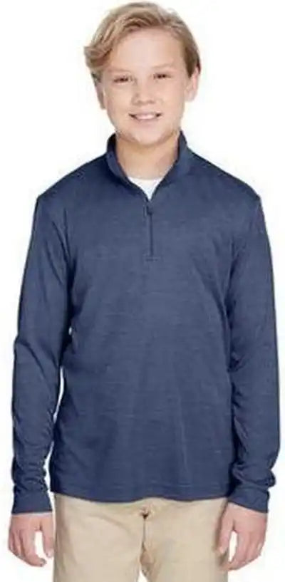 Team 365 Tt31hy Youth Zone Sonic Heather Performance Quarter Zip Sportdark Navy