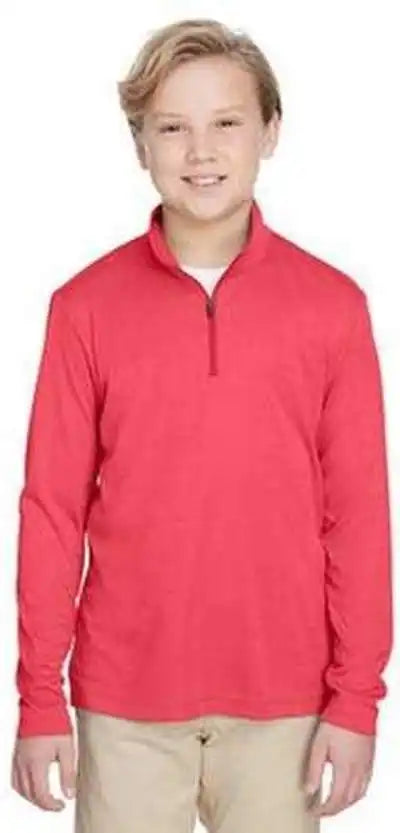 Team 365 Tt31hy Youth Zone Sonic Heather Performance Quarter-zip - Sportred