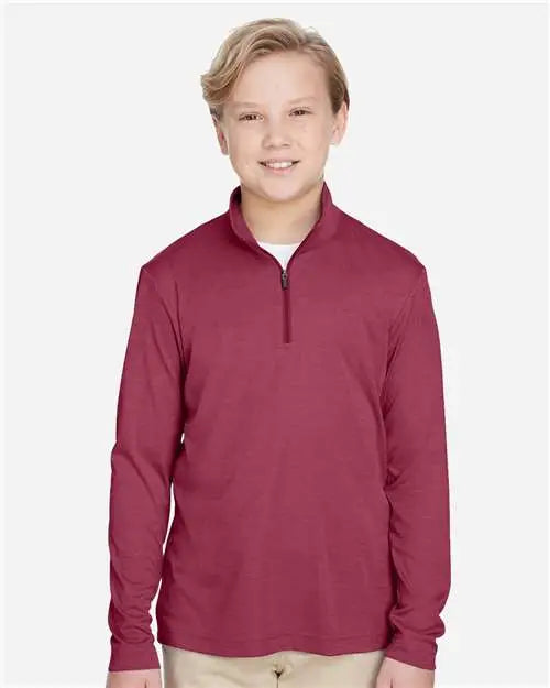 Team 365 Tt31hy Youth Zone Sonic Heather Performance Quarter-zip Pullolver - Sport Maroon
