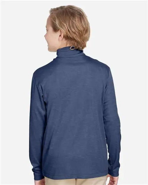 Team 365 Tt31hy Youth Zone Sonic Heather Performance Quarter-zip Pullolver - Sport Dark Navy
