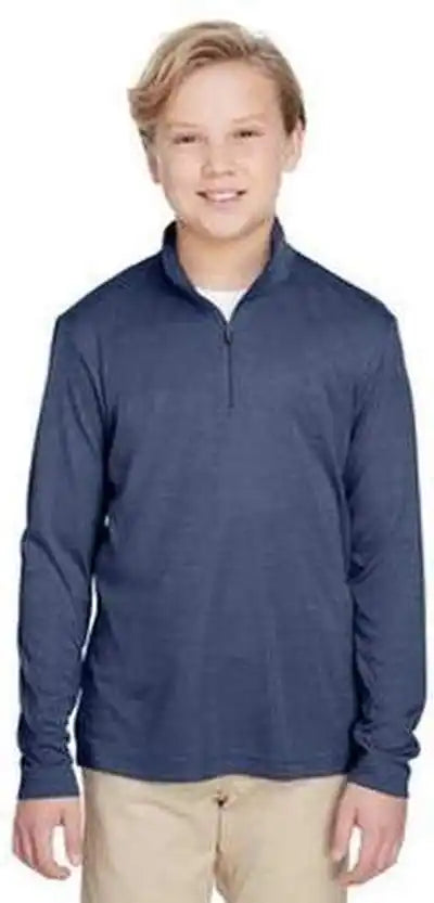 Team 365 Tt31hy Youth Zone Sonic Heather Performance Quarter Zip Sportdark Navy