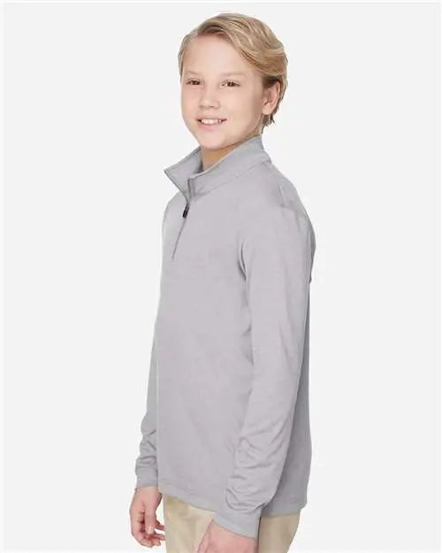 Team 365 Tt31hy Youth Zone Sonic Heather Performance Quarter-zip Pullolver - Athletic