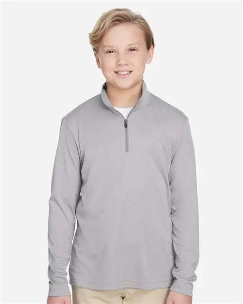 Team 365 Tt31hy Youth Zone Sonic Heather Performance Quarter-zip Pullolver - Athletic