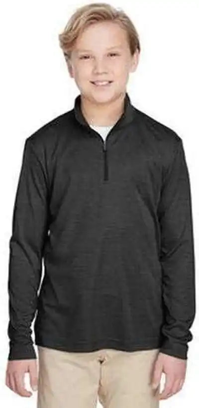 Team 365 Tt31hy Youth Zone Sonic Heather Performance Quarter-zip - Black