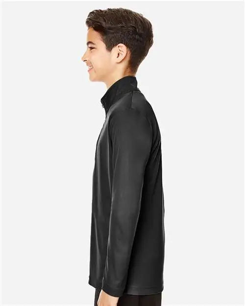 Team 365 Tt31y Youth Zone Performance Quarter-zip Pullover - Black