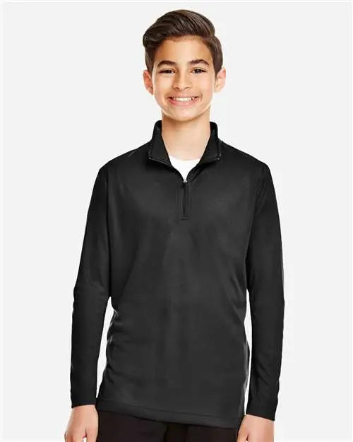 Team 365 Tt31y Youth Zone Performance Quarter-zip Pullover - Black