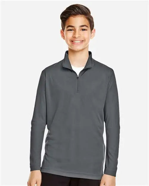 Team 365 Tt31y Youth Zone Performance Quarter-zip Pullover - Sport Graphite