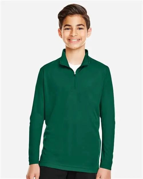 Team 365 Tt31y Youth Zone Performance Quarter-zip Pullover - Sport Forest
