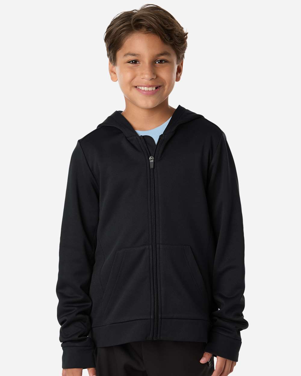Team 365 Tt402y Youth Squad Tech Fleece Hooded Full-zip - Black