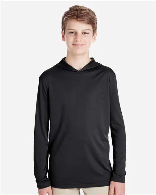 Team 365 Tt41y Youth Zone Performance Hooded T-shirt - Black