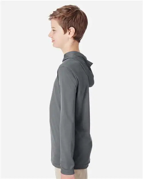 Team 365 Tt41y Youth Zone Performance Hooded T-shirt - Sport Graphite