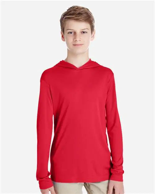 Team 365 Tt41y Youth Zone Performance Hooded T-shirt - Sport Red