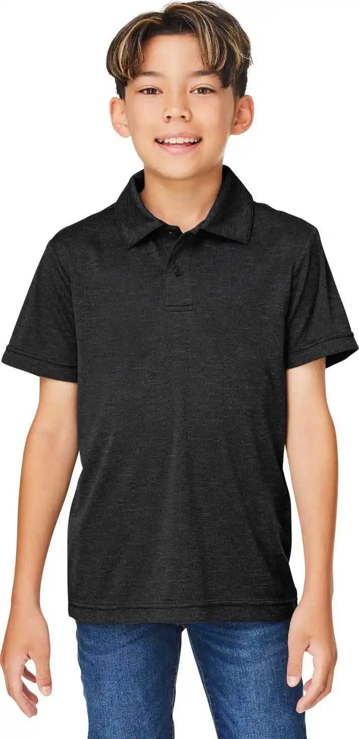Team 365 Tt51hy Youth Zone Sonic Heather Performance Polo Black Heather