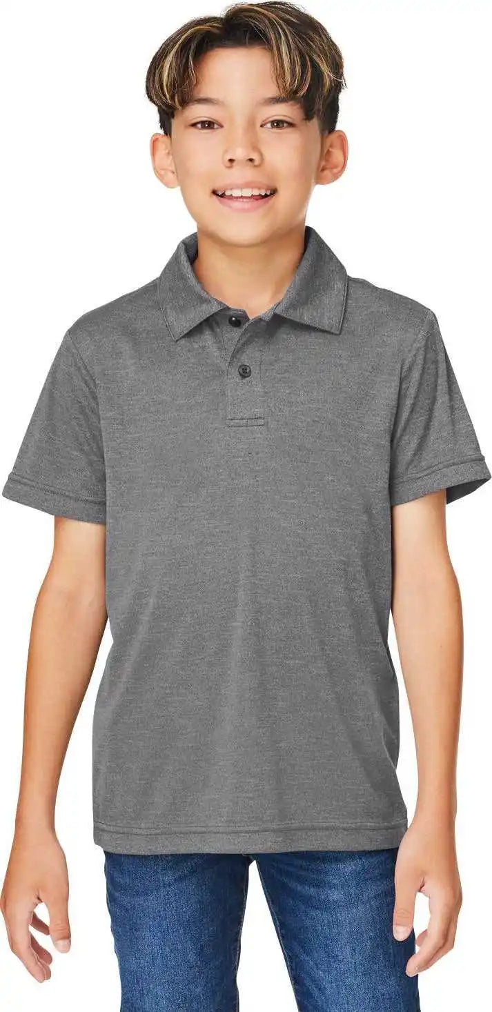 Team 365 Tt51hy Youth Zone Sonic Heather Performance Polo Dark Grey Heathr