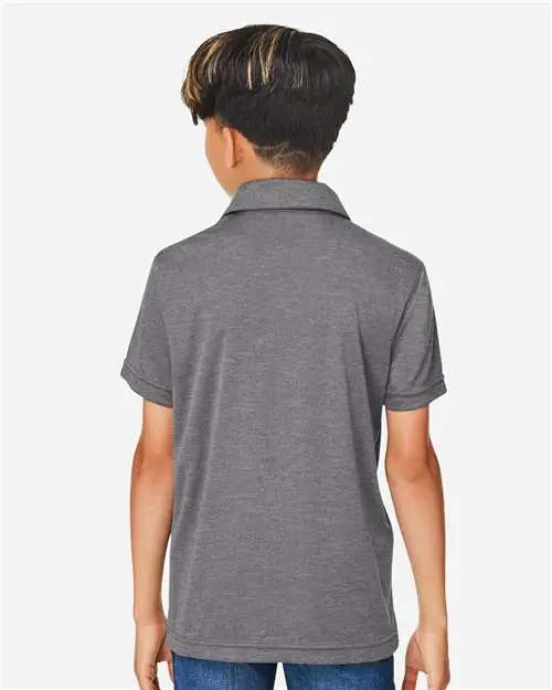 Team 365 Tt51hy Youth Zone Sonic Heather Performance Polo - Dark Grey