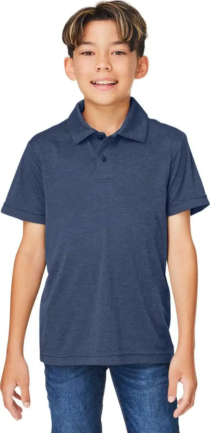Team 365 Tt51hy Youth Zone Sonic Heather Performance Polo - Sp Dark Navy Hth