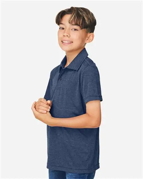 Team 365 Tt51hy Youth Zone Sonic Heather Performance Polo - Sport Dark Navy
