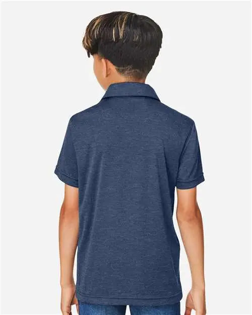 Team 365 Tt51hy Youth Zone Sonic Heather Performance Polo - Sport Dark Navy