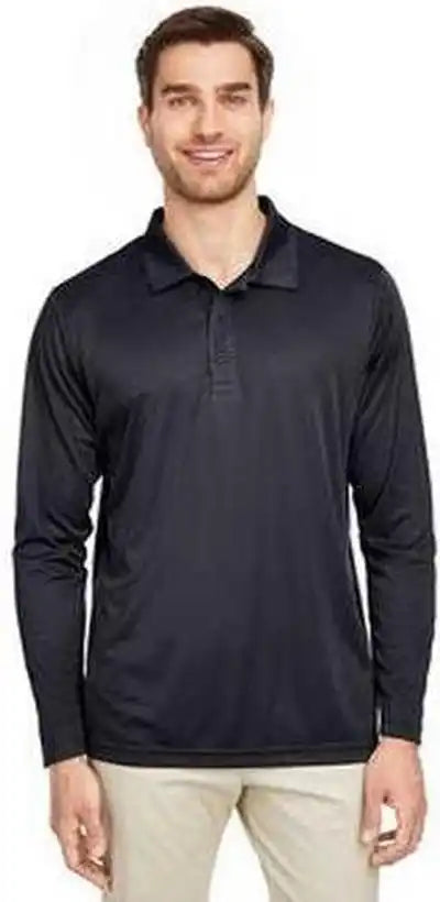 Team 365 Tt51l Men’s Zone Performance Long Sleeve Polo Black