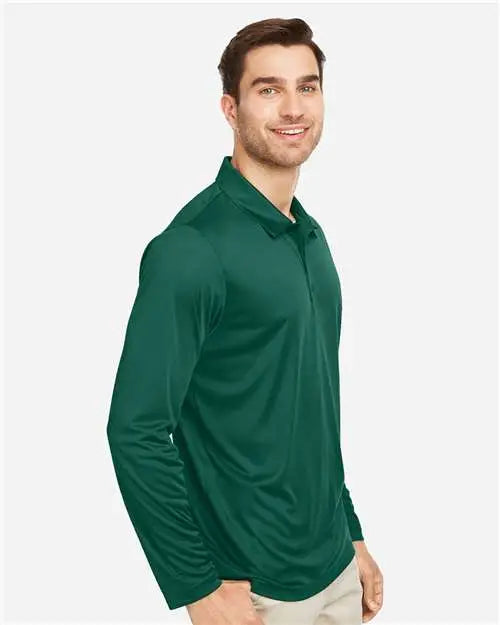 Team 365 Tt51l Men’s Zone Performance Long Sleeve Polo - Sport Forest