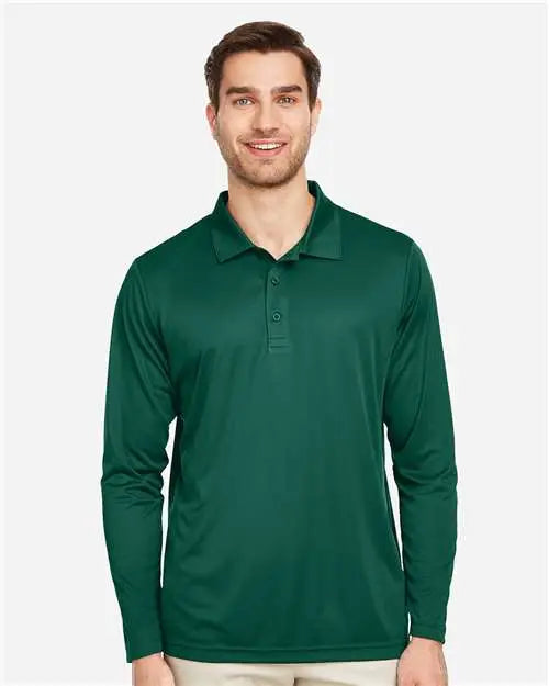 Team 365 Tt51l Men’s Zone Performance Long Sleeve Polo - Sport Forest