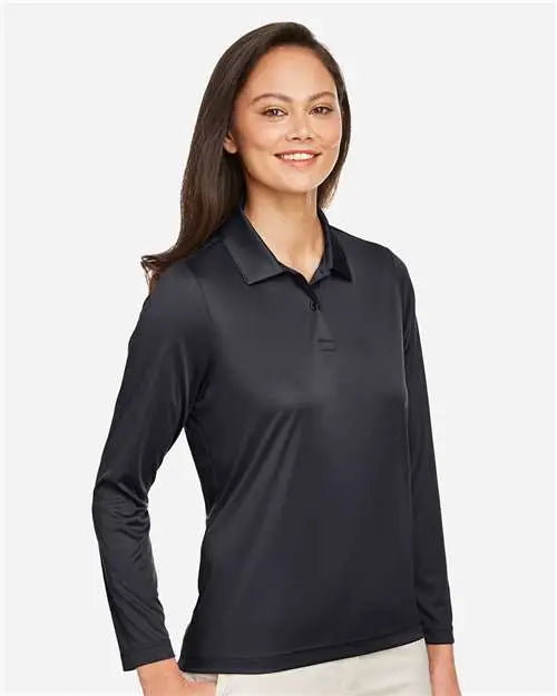 Team 365 Tt51lw Women’s Zone Performance Long Sleeve Polo - Black