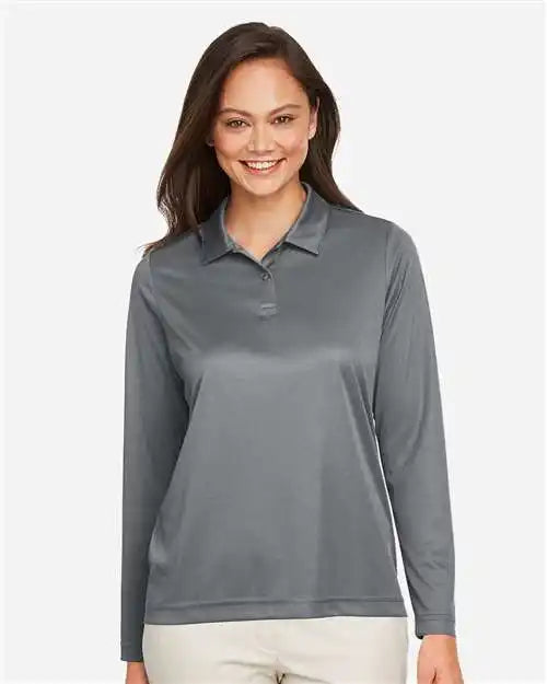 Team 365 Tt51lw Women’s Zone Performance Long Sleeve Polo - Sport Graphite
