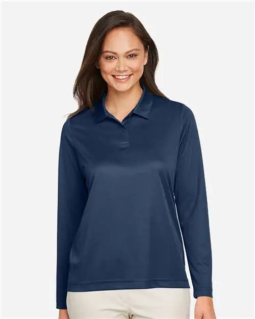 Team 365 Tt51lw Women’s Zone Performance Long Sleeve Polo - Sport Dark Navy