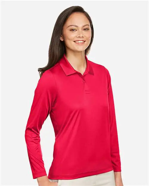 Team 365 Tt51lw Women’s Zone Performance Long Sleeve Polo - Sport Red