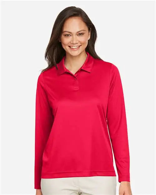 Team 365 Tt51lw Women’s Zone Performance Long Sleeve Polo - Sport Red