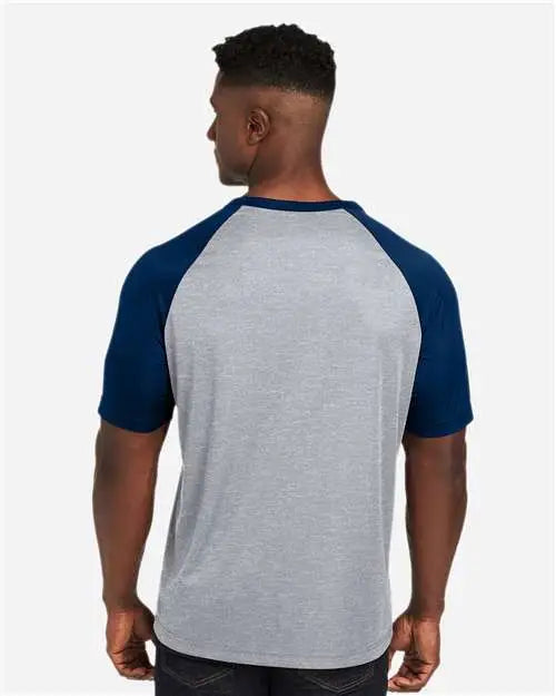 Team 365 Tt62 Unisex Zone Colorblock Raglan T-shirt - Athletic Heather Sport Dark Navy