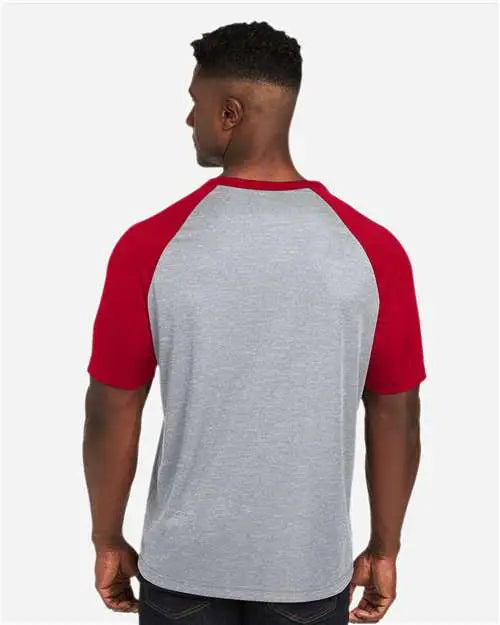 Team 365 Tt62 Unisex Zone Colorblock Raglan T-shirt - Athletic Heather Sport Red