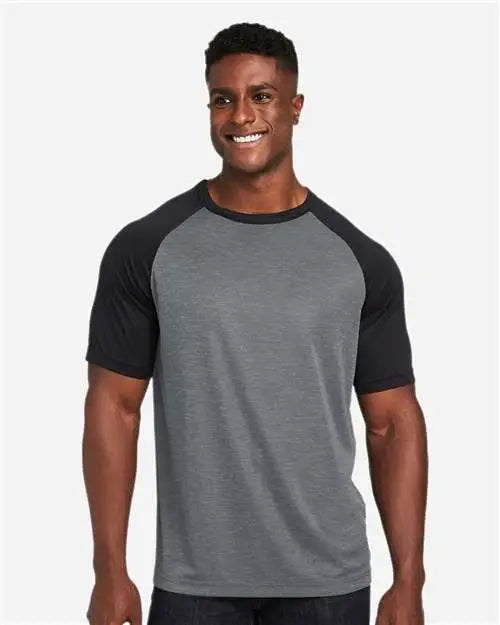 Team 365 Tt62 Unisex Zone Colorblock Raglan T-shirt - Dark Grey Heather Black