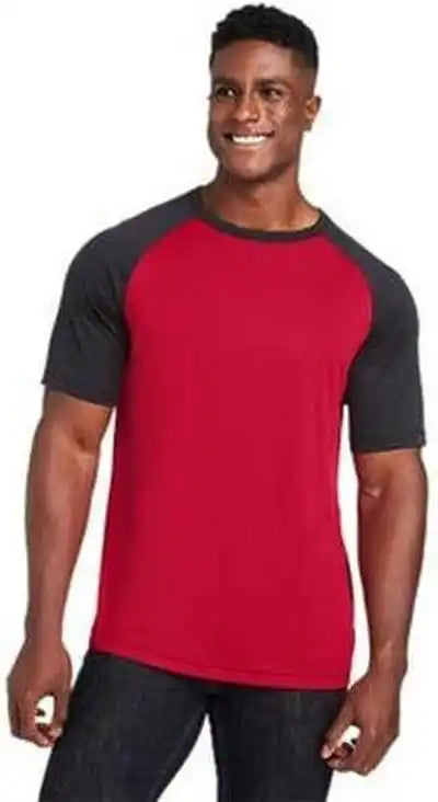Team 365 Tt62 Unisex Zone Colorblock Raglan t Shirt Sportred Black Heather