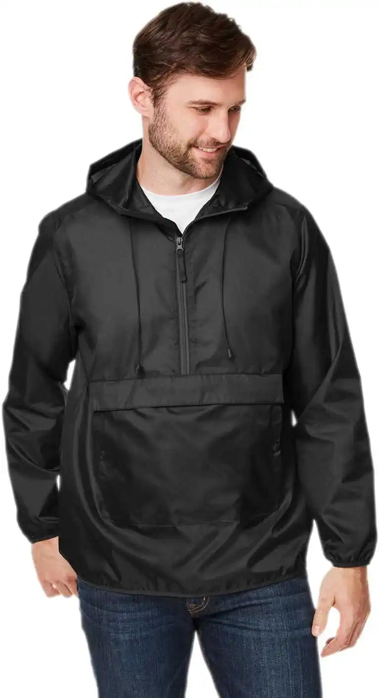 Team 365 Tt77 Adult Zone Protect Packable Anorak Jacket - Black