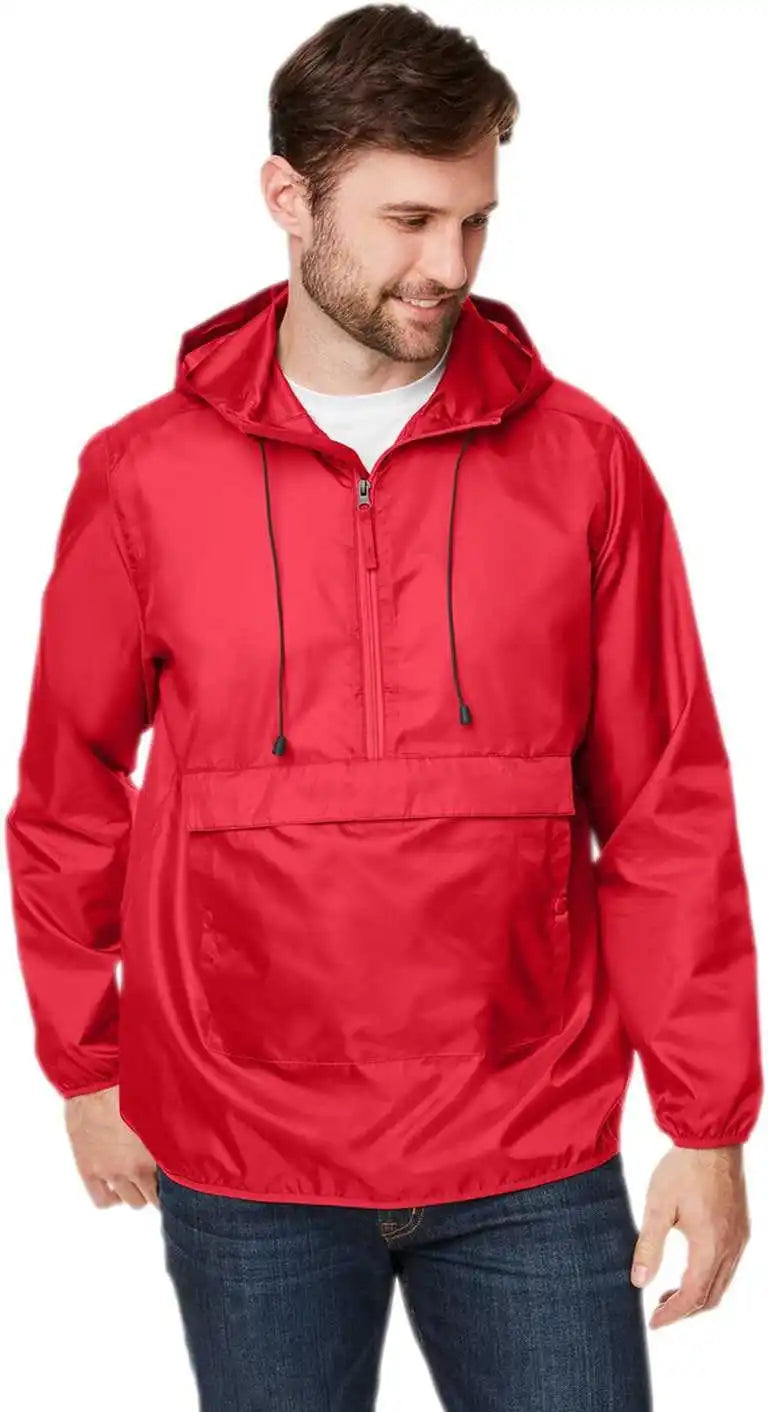 Team 365 Tt77 Adult Zone Protect Packable Anorak Jacket - Sport Red