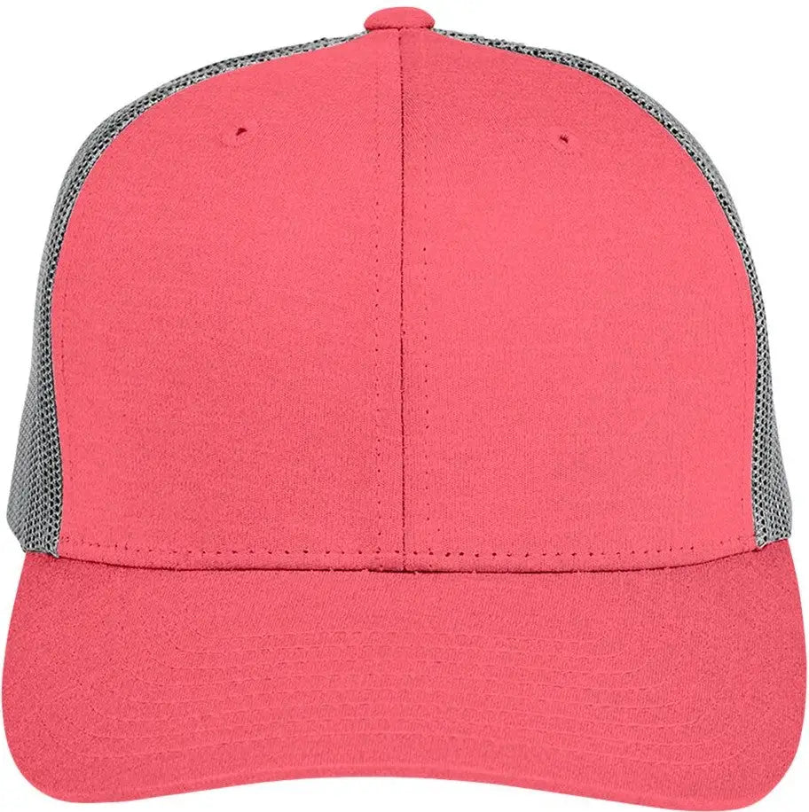Team 365 Tt802 Zone Sonic Heather Trucker Cap - Sport Red Graphite