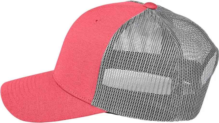 Team 365 Tt802 Zone Sonic Heather Trucker Cap - Sport Red Graphite - Sp Red Ht / one Size Fits Most