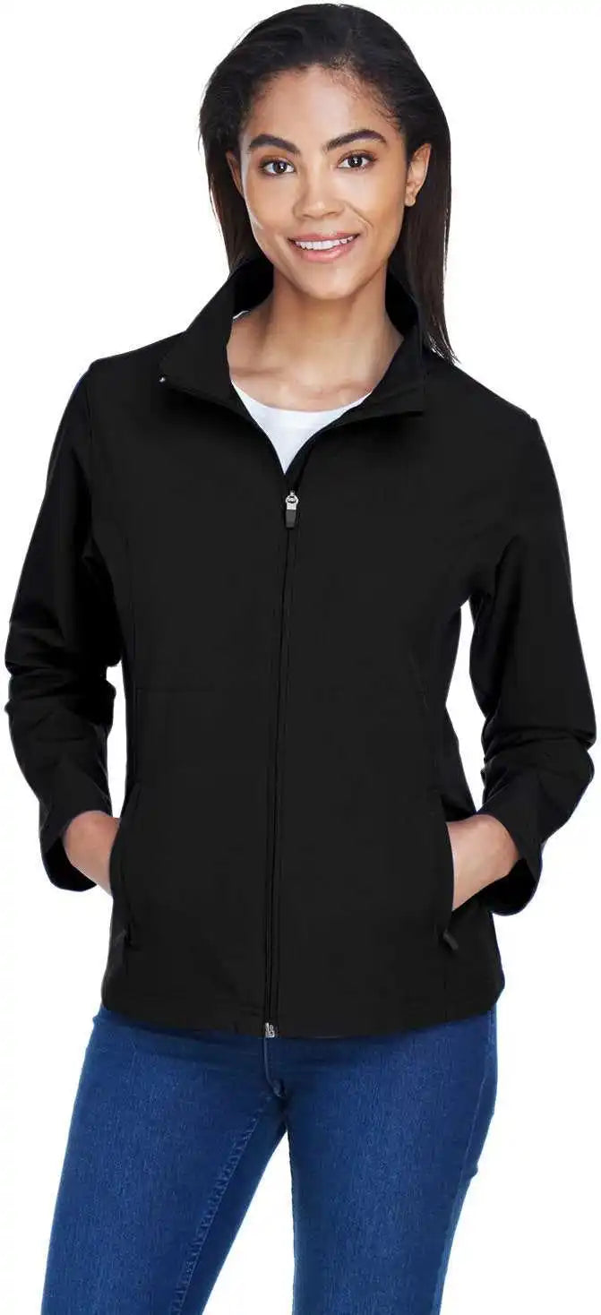 Team 365 Tt80w Ladies’ Leader Soft Shell Jacket Black