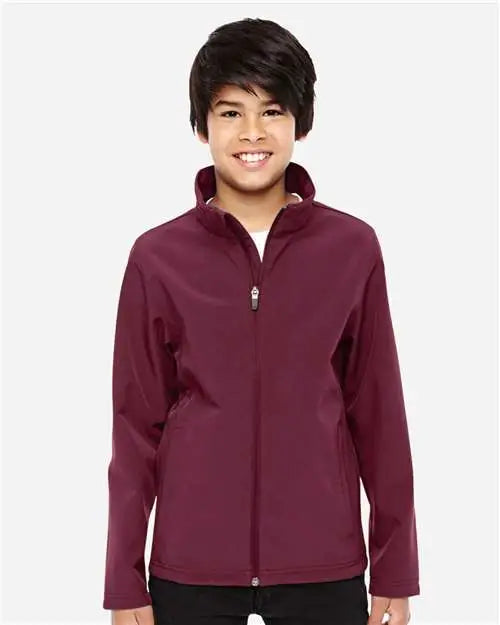 Team 365 Tt80y Youth Leader Soft Shell Jacket - Sport Maroon
